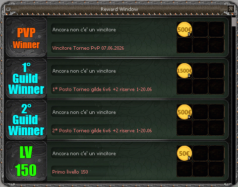 Anteprima ricompense e premi Speed Server